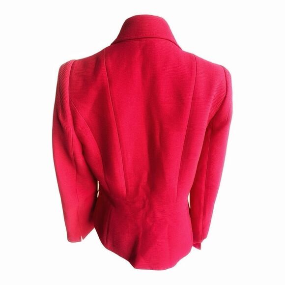 Tahari Bright Salmon Pink Black Studs Blazer Jacket Modern Size 10 - Picture 6 of 9